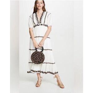 Ulla Johnson Handmade Boho White Beaded Maxi Dress Small